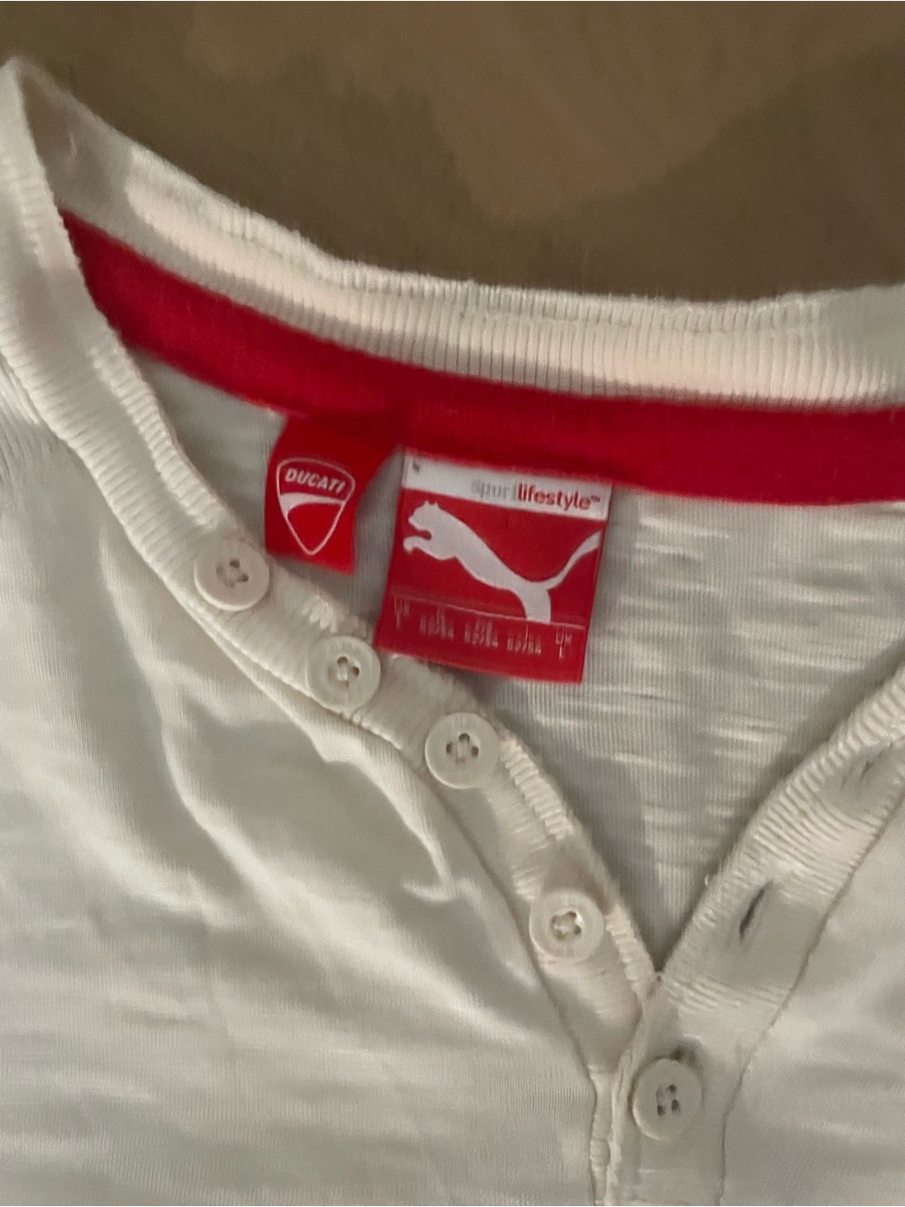 Vintage white Ducati puma Henley Top - Picture 2 of 3